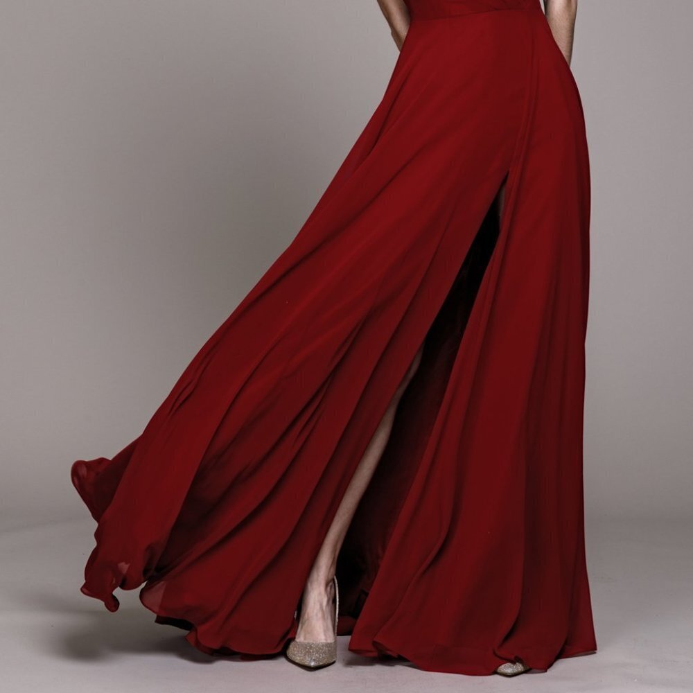 NEW LONG OFF THE SHOULDER SLEEVELESS A-LINE CHIFFON GOWN WITH ZIPPER 477 - Picture 9 of 9